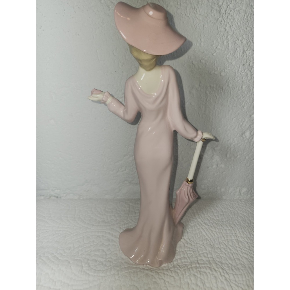 Vintage Art Deco Pink Lady With Umbrella Porcelain Figure 11" - Picture 4 of 10